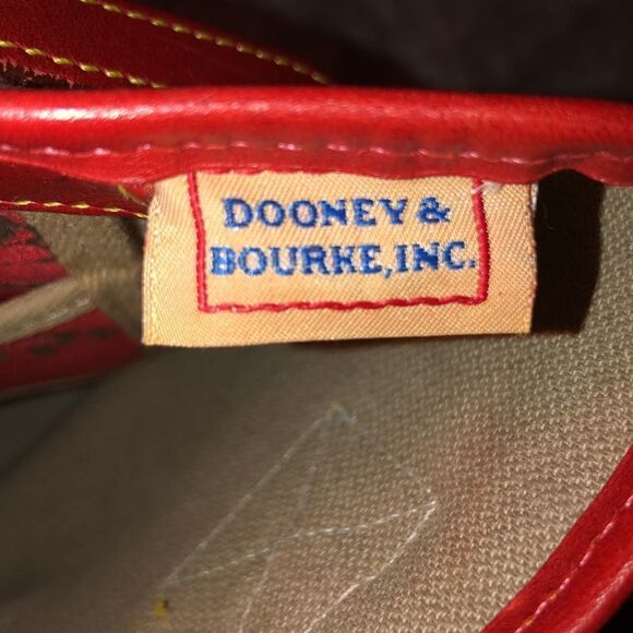 Dooney & Bourke Red Canvas Leather Combo DB Logo Bucket Shoulder Bag Purse - Picture 14 of 15